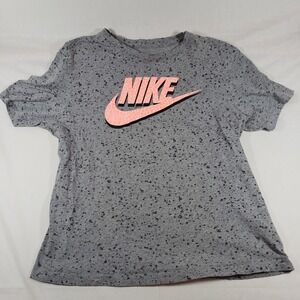 Nike The Nike‎ Tee Women's Gray Speckled T-Shirt Top Medium Coral Logo